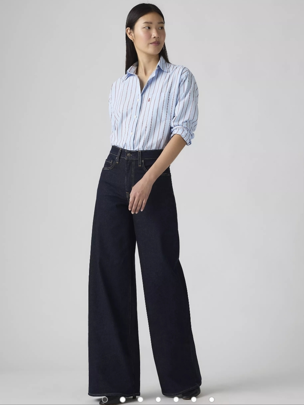Levi's Premium 728 Wide-Leg High-Rise Jeans in Dark Indigo